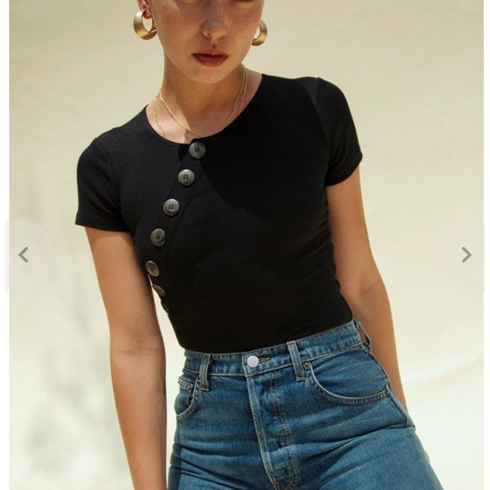 The Line by K Black Button Bodysuit